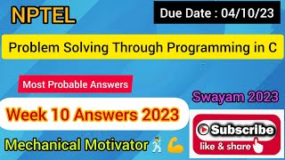 Problem Solving Through Programming in C | Week 10 Quiz | Assignment 10 Solution | NPTEL | SWAYAM