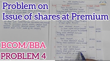 #4 Problem on Issue of shares at premium with Ledgers Accounts & Balance Sheet. Corporate Accounting