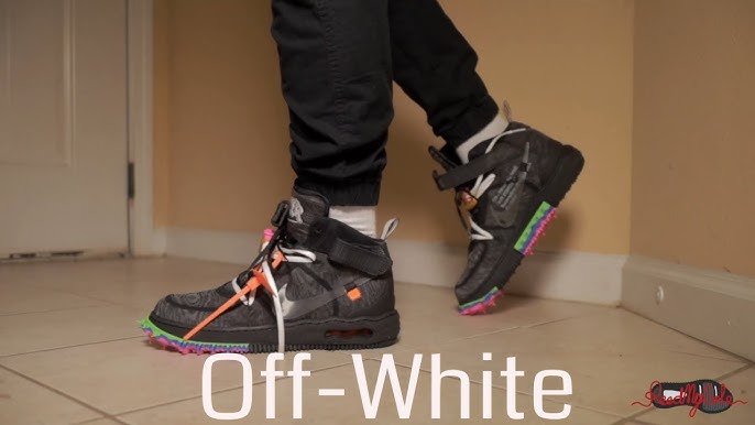 Nike Air Force 1 Off-White Mid White On Foot Sneaker Review QuickSchopes  341 Schopes DO6290 100 