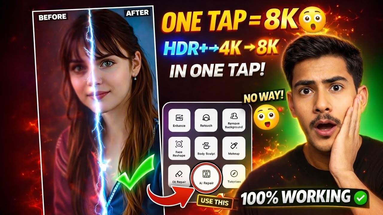 😱 One Click Me 4K–8K Photo! Low Quality Image Ko Ultra HD Kaise Banaye