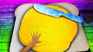 Giant Butter Slime on Giant Toast! 100 pounds DIY Slime Challenge