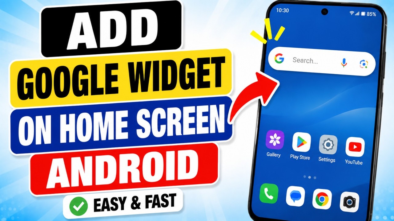 How To Add Google Widget On Home Screen Android - YouTube