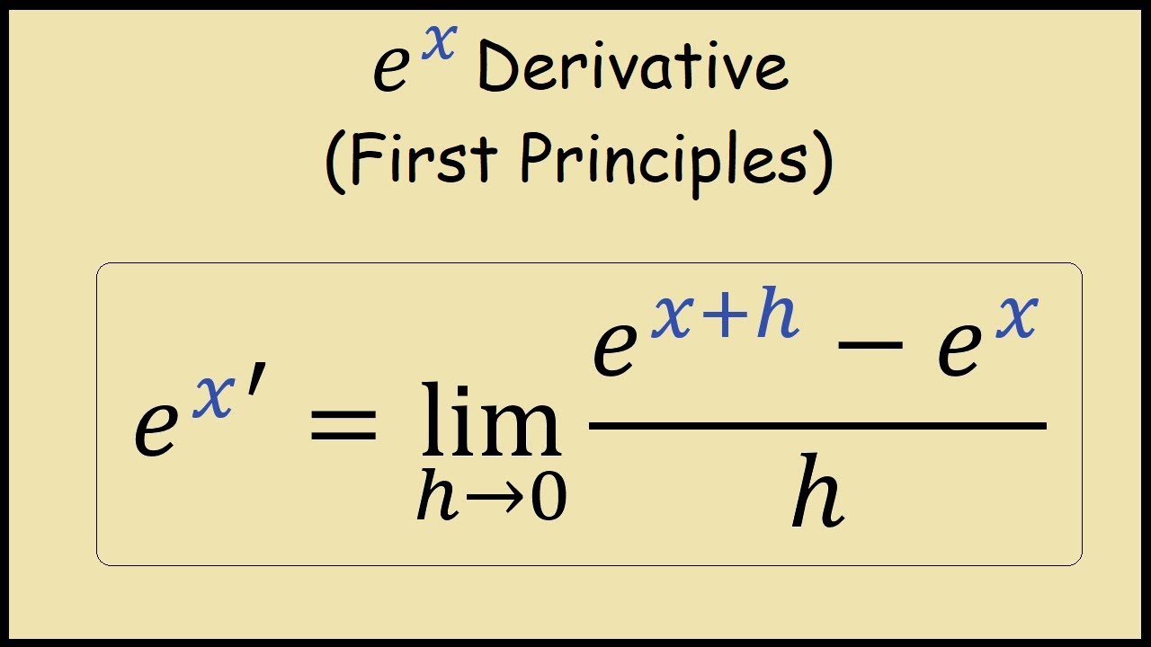 Derivative of e^x from First Principles - YouTube