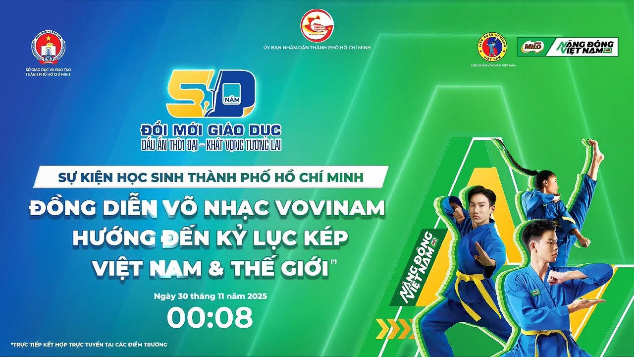 Đồng Diễn Võ Nhạc Vovinam lập kỷ lục kép Việt Nam và Thế Giới chủ đề : Tinh Hoa Võ Việt