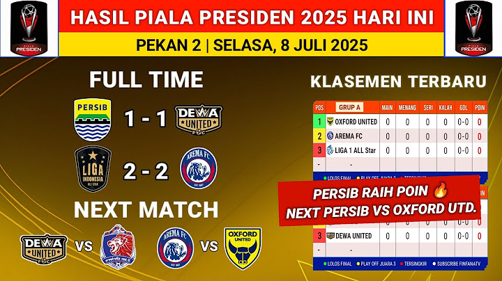 Hasil Piala Presiden 2025 - Persib vs Dewa united - Klasemen Piala Presiden 2025 terbaru hari ini
