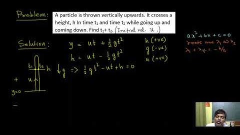 A particle is thrown vertically upwards  It crosses a height, h In time t1 and time t2 while going u