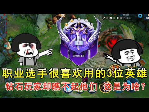 职业选手很喜欢用的3位英雄，钻石玩家却瞧不起他们！这是为啥？—王者荣耀