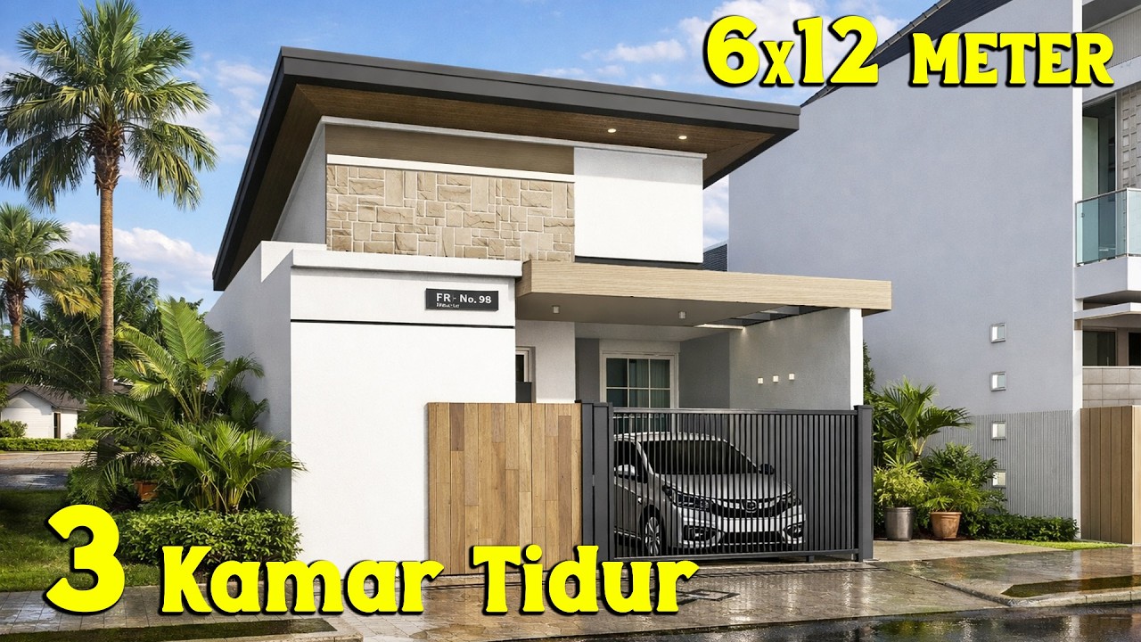 Desain rumah 6x12 meter 3 kamar tidur