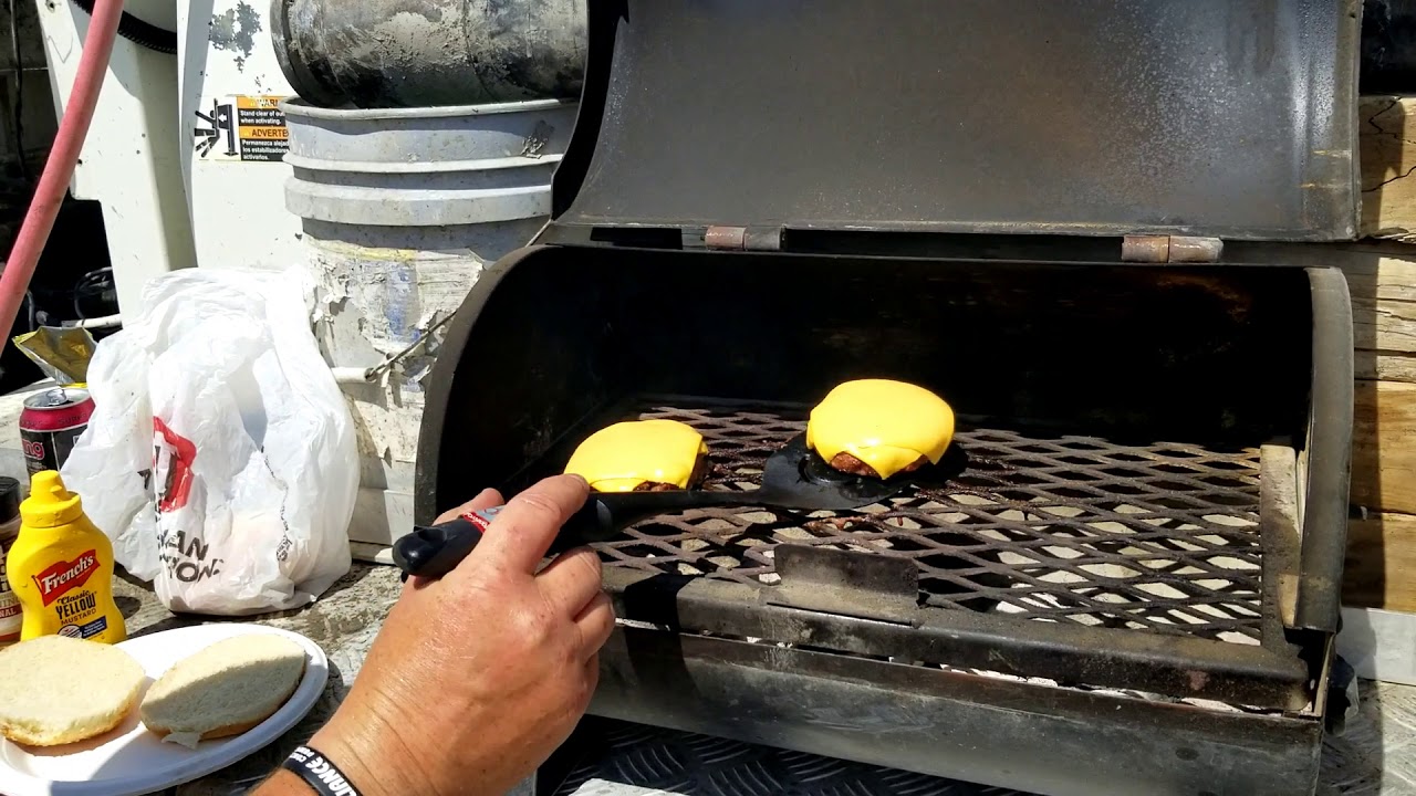 Job site hamburgers burgers over Kingsford charcoal YouTube