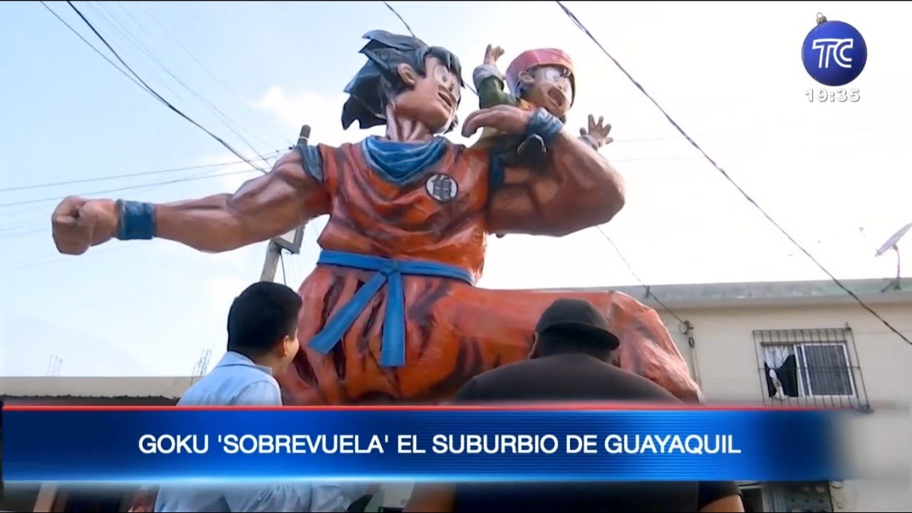 Goku ‘sobrevuela’ en la nube voladora en el suburbio de Guayaquil