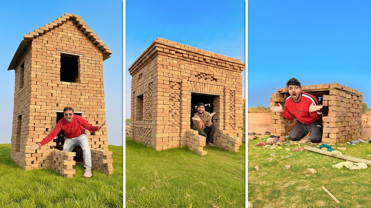 200 Bricks Vs 400 Bricks Vs 700 Bricks Vs 1000 Brick 🧱- Hut Overnight Challenge- 