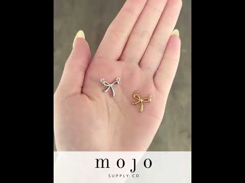 Leona Bow Necklace Connector, PVD Stainless Steel Gold and Silver