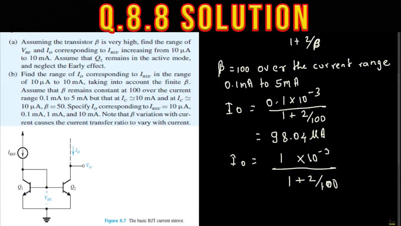 8.8 Consider the basic bipolar current mirror of Fig. 8.7 for the case ...