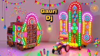 Light Radha Navdurga Gauri Kaali Ganesh Maiya Trolley | New Big Dj Truck Murti visarjan Ganpati Puja