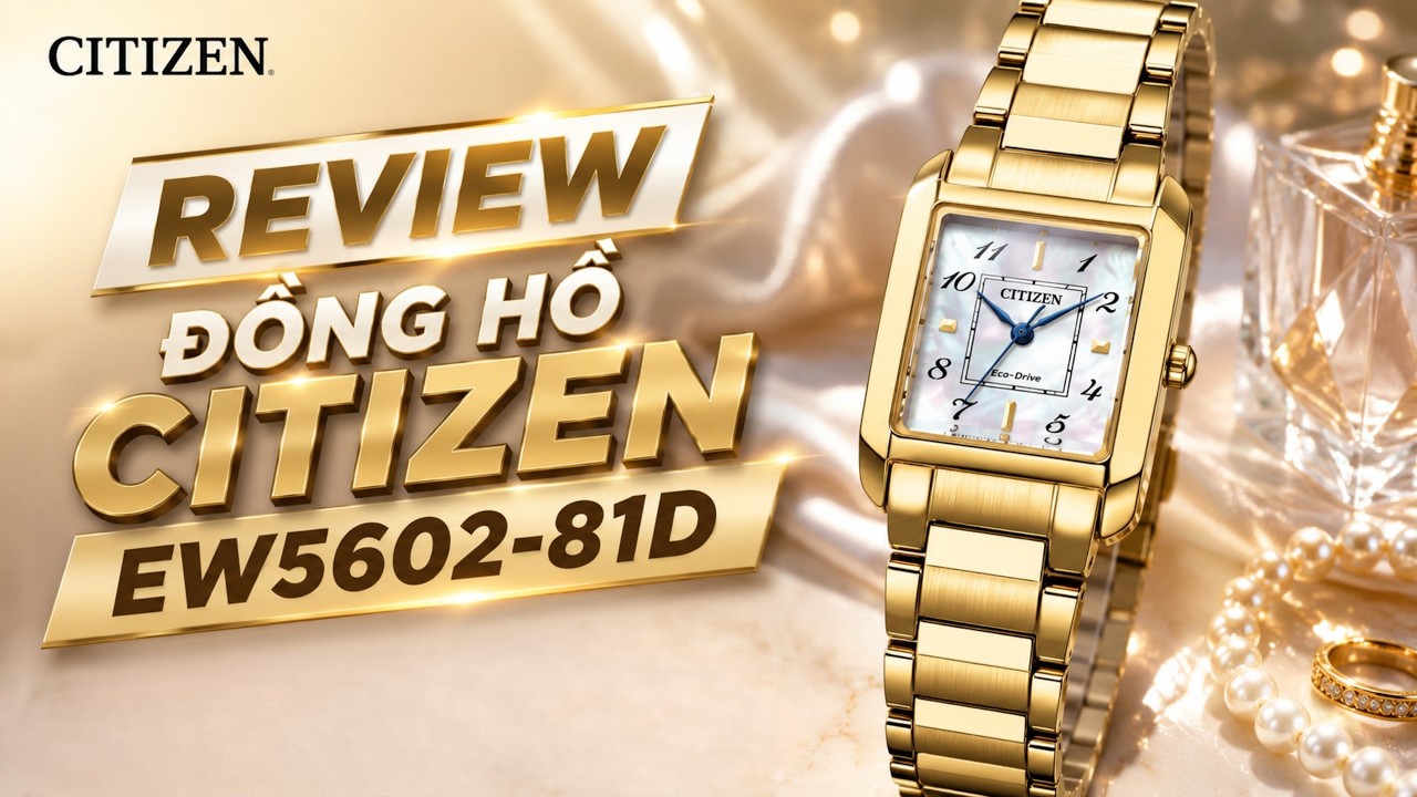  Review Đồng Hồ Citizen EW5602-81D: Mặt Số Khảm Xà Cừ Thanh Lịch, Dây Đeo Màu Vàng Sang Trọng