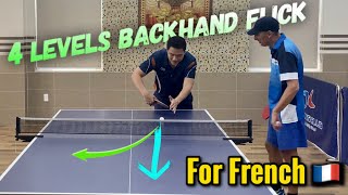 How to do 4 Backhand Flick techniques from basic to advanced | Ti Long guides French students 🇫🇷