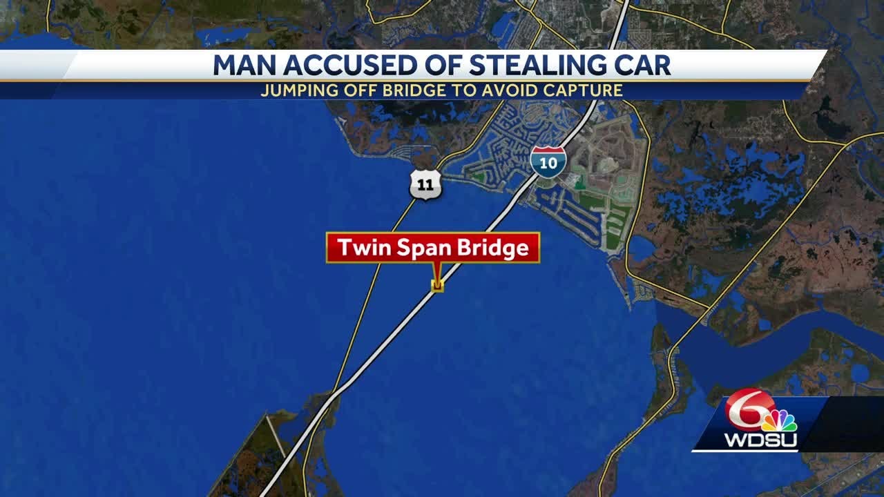 Man accused of jumping off bridge after stealing car - YouTube