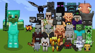 Zombie with Diamond Armor & Diamond Sword vs Every mob in Minecraft - Zombie with vs All mobs