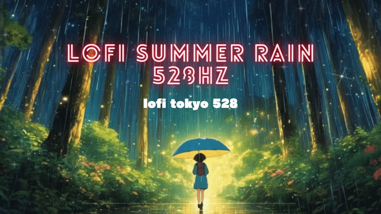 Lofi Summer Rain 528Hz: Ghibli-Style Enchanted Forest Night