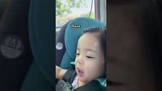 One of baby’s first words “thank you”