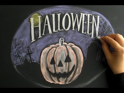 チョークアートを活かした黒板アートで描くハロウィン Diy Halloween Youtube