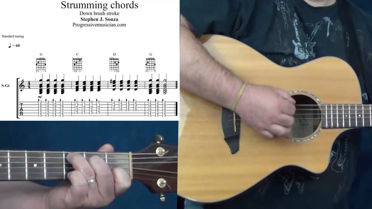Strumming chords down brush strokes YouTube