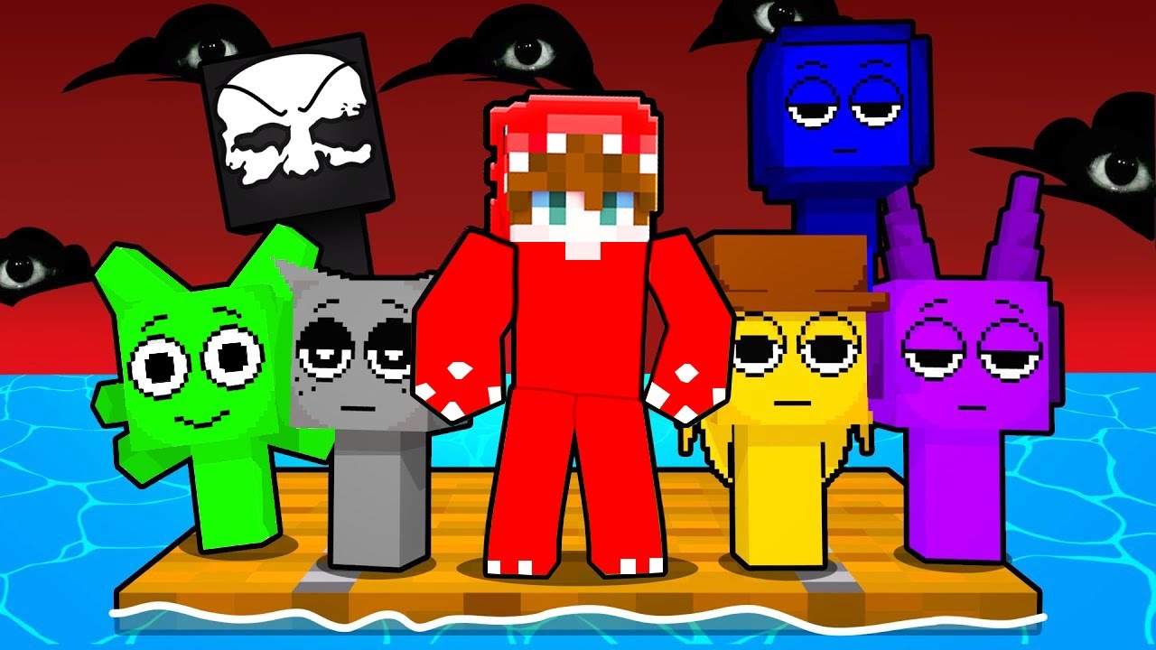 ZAMKNIĘCI NA TRATWIE ZE SPRUNKI w Minecraft!