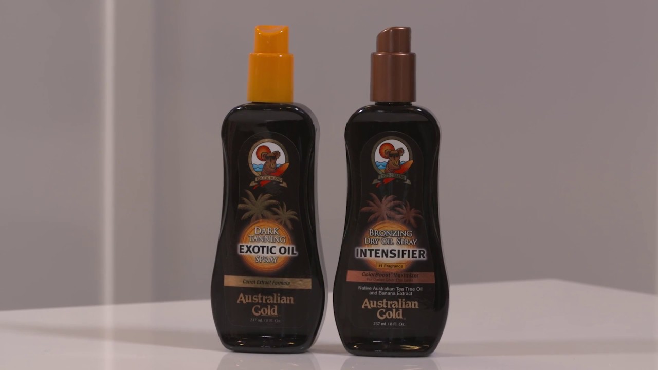 Australian Gold Bronzing Dry Oil Spray & Dark Tanning Exotic Oil Spray -  YouTube