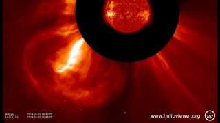 AIA 304, LASCO C2 (2014-01-30 14:00:07 - 2014-01-30 19:58:55 UTC)