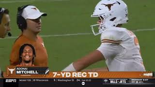 Quinn Ewers 7 Yard Touchdown Pass to Adonai Mitchell | #11 Texas vs #3 Alabama