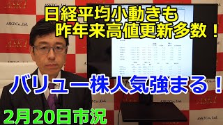 2023年2月20日【日経平均小動きも昨年来高値更新多数！　バリュー株人気強まる！】（市況放送【毎日配信】）