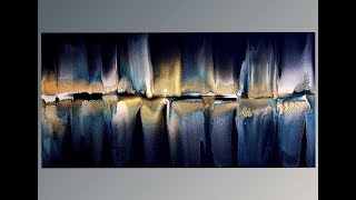 562 "Northern Lights" Huge Acrylic Ghost Pour, Reflection Swipe