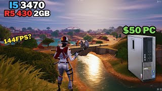 Playing Fortnite Ch5 S3 on a $50 Dell OptiPlex PC | Performance Mode Benchmark i5 3470 + R5 430 2GB
