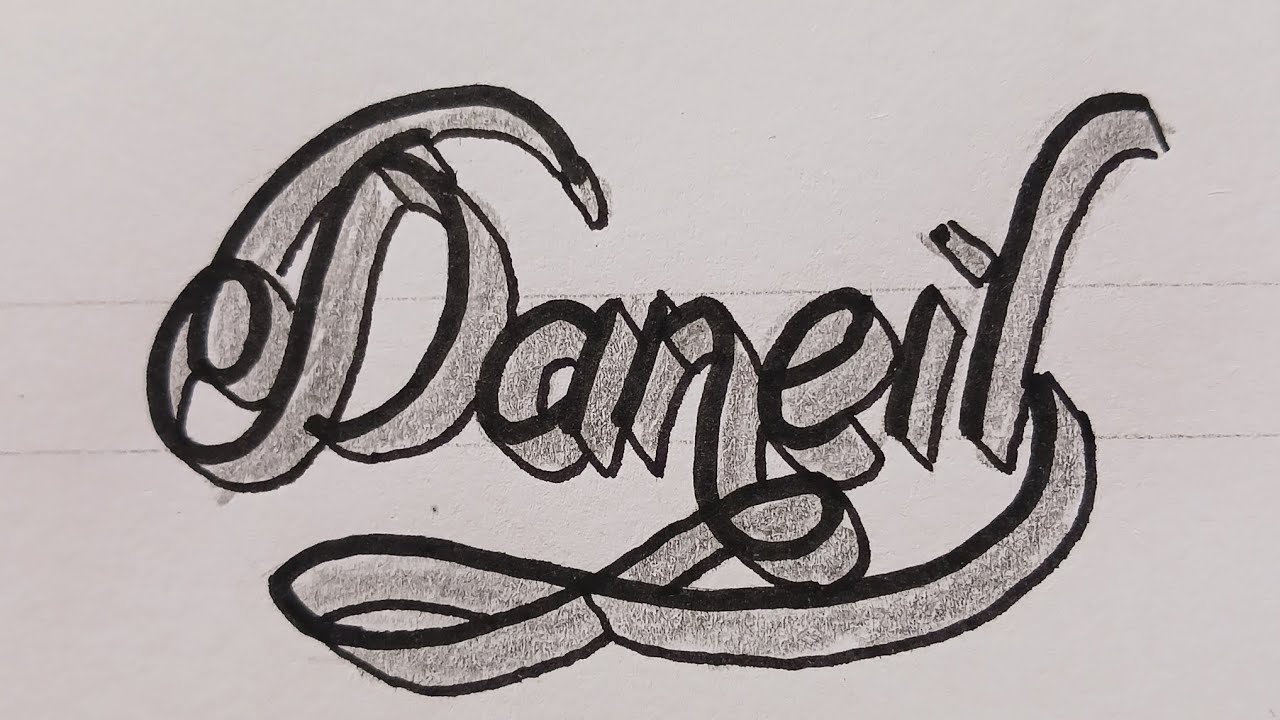 How To Draw 3d Calligraphy Name For Beginners Easy / Drawing Art On Paper Step By Step 65