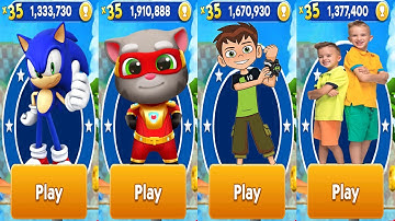 Sonic Dash vs Talking Tom Hero Dash vs Ben 10 Up To Speed vs Vlad & Niki Run All Characters
