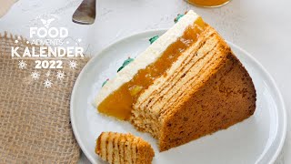 Orangen-Sahne-Torte mit Baumkuchenboden | Foodadventskalender foak2022