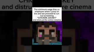 Minimum wage theatre employee | #chickenjockey #minecraft #memes