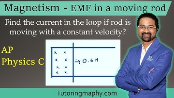 A rod of length 10cm moves on two horizontal frictionless conducting rails which form a conducting