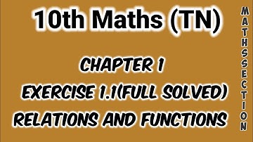 10th Maths Chapter 1 Exercise 1.1 full solved Q&A Relations and Functions New syllabus TN samacheer