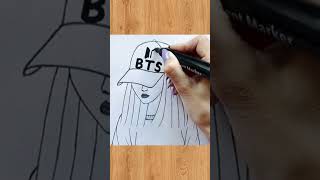 A  Cute BTS  Girl Drawing || a girl with BTS cap || BTS girl drawing ?||#shorts#youtube#drowing#my