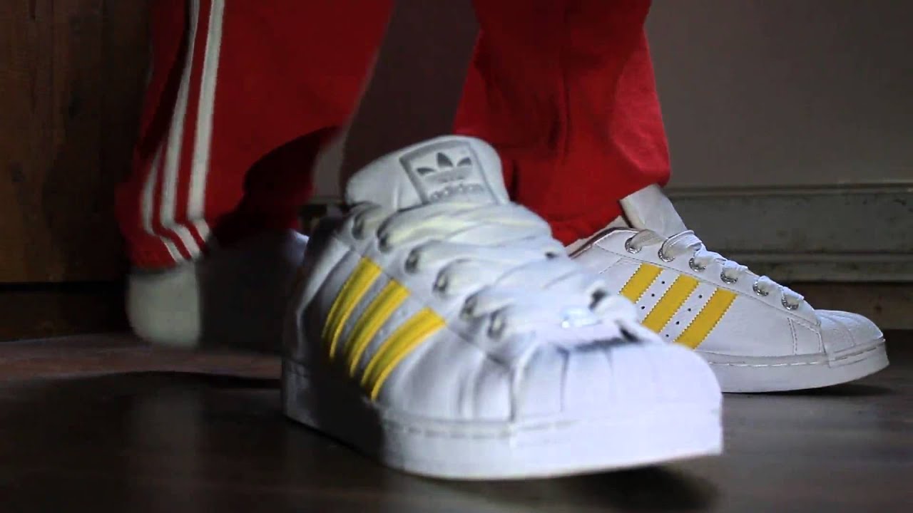Adidas Superstars on my feet - YouTube