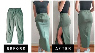 DIY - How to transform old JOGGERS PANTS into a MAXI SKIRT. Super easy. screenshot 3