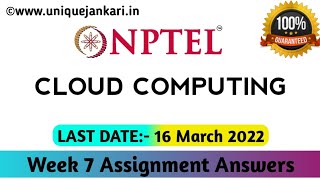Cloud Computing NPTEL Week 7 Quiz Assignment Answers || Unique Jankari