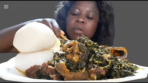 Asmr,goat meat bitterleaf soup with fufu ,African food mukbang
