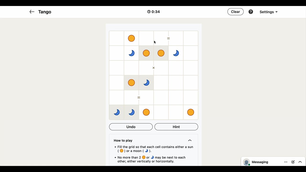 LinkedIn Games - Tango #82