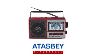 Ataşbey - 41 Model 10 Band Dünya Radyolu Bluetooth Müzik Kutusu Usb, Sd, Mp3, Şarjlı Taşınabilir
