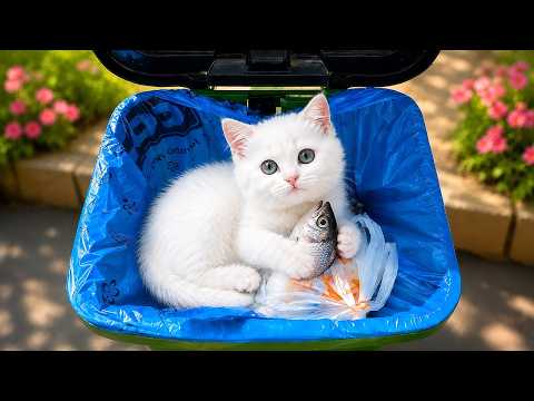 Masha encuentra el gatito en un cubo de basura