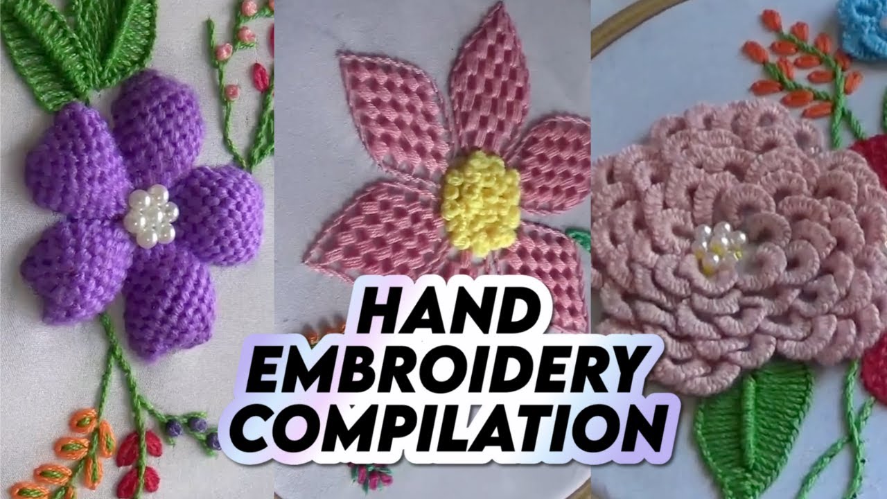 Cluster Stitch - Detached Buttonhole Stitch - Pump Lace Stitch - Hand Embroidery Compilation