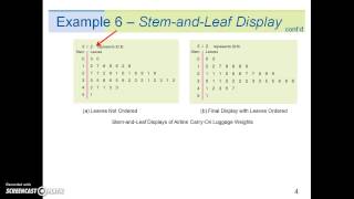 Lecture - Ch 2.3 Part A - Stem and Leaf Display