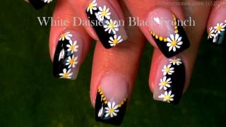 Daisy Nails | Black and White Dotticure Nail Art Design Tutorial